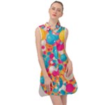 Circles Art Seamless Repeat Bright Colors Colorful Sleeveless Shirt Dress