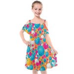 Circles Art Seamless Repeat Bright Colors Colorful Kids  Cut Out Shoulders Chiffon Dress