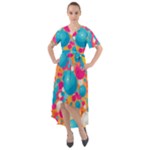 Circles Art Seamless Repeat Bright Colors Colorful Front Wrap High Low Dress