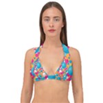 Circles Art Seamless Repeat Bright Colors Colorful Double Strap Halter Bikini Top