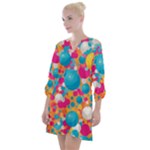 Circles Art Seamless Repeat Bright Colors Colorful Open Neck Shift Dress