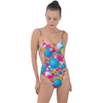 Circles Art Seamless Repeat Bright Colors Colorful Tie Strap One Piece Swimsuit
