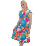 Circles Art Seamless Repeat Bright Colors Colorful Classic Short Sleeve Dress
