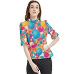 Circles Art Seamless Repeat Bright Colors Colorful Frill Neck Blouse