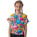 Circles Art Seamless Repeat Bright Colors Colorful Kids  Cut Out Flutter Sleeves