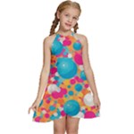 Circles Art Seamless Repeat Bright Colors Colorful Kids  Halter Collar Waist Tie Chiffon Dress