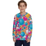 Circles Art Seamless Repeat Bright Colors Colorful Kids  Crewneck Sweatshirt