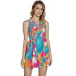 Circles Art Seamless Repeat Bright Colors Colorful Sleeveless High Waist Mini Dress