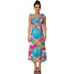 Circles Art Seamless Repeat Bright Colors Colorful Tie-Strap Tiered Midi Chiffon Dress