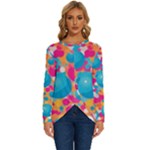 Circles Art Seamless Repeat Bright Colors Colorful Long Sleeve Crew Neck Pullover Top