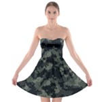 Camouflage, Pattern, Abstract, Background, Texture, Army Strapless Bra Top Dress
