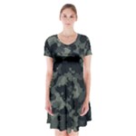 Camouflage, Pattern, Abstract, Background, Texture, Army Short Sleeve V-neck Flare Dress