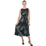 Camouflage, Pattern, Abstract, Background, Texture, Army Midi Tie-Back Chiffon Dress