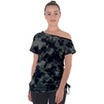 Camouflage, Pattern, Abstract, Background, Texture, Army Off Shoulder Tie-Up T-Shirt