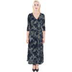 Camouflage, Pattern, Abstract, Background, Texture, Army Quarter Sleeve Wrap Maxi Dress