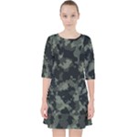 Camouflage, Pattern, Abstract, Background, Texture, Army Quarter Sleeve Pocket Dress