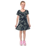Camouflage, Pattern, Abstract, Background, Texture, Army Kids  Short Sleeve Velvet Dress