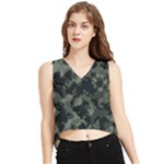 Camouflage, Pattern, Abstract, Background, Texture, Army V-Neck Cropped Tank Top