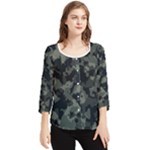 Camouflage, Pattern, Abstract, Background, Texture, Army Chiffon Quarter Sleeve Blouse