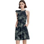 Camouflage, Pattern, Abstract, Background, Texture, Army Cocktail Party Halter Sleeveless Dress With Pockets