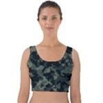 Camouflage, Pattern, Abstract, Background, Texture, Army Velvet Crop Top