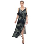 Camouflage, Pattern, Abstract, Background, Texture, Army Maxi Chiffon Cover Up Dress
