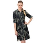 Camouflage, Pattern, Abstract, Background, Texture, Army Long Sleeve Mini Shirt Dress