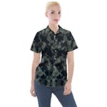 Camouflage, Pattern, Abstract, Background, Texture, Army Women s Short Sleeve Pocket Shirt