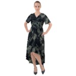 Camouflage, Pattern, Abstract, Background, Texture, Army Front Wrap High Low Dress