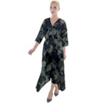Camouflage, Pattern, Abstract, Background, Texture, Army Quarter Sleeve Wrap Front Maxi Dress