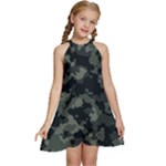 Camouflage, Pattern, Abstract, Background, Texture, Army Kids  Halter Collar Waist Tie Chiffon Dress