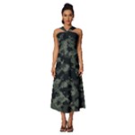 Camouflage, Pattern, Abstract, Background, Texture, Army Sleeveless Cross Front Cocktail Midi Chiffon Dress