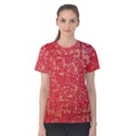 Chinese Hieroglyphs Patterns, Chinese Ornaments, Red Chinese Women s Cotton T-Shirt