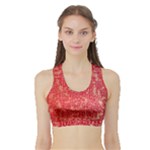 Chinese Hieroglyphs Patterns, Chinese Ornaments, Red Chinese Sports Bra with Border