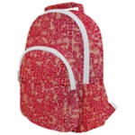 Chinese Hieroglyphs Patterns, Chinese Ornaments, Red Chinese Rounded Multi Pocket Backpack