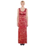 Chinese Hieroglyphs Patterns, Chinese Ornaments, Red Chinese Thigh Split Maxi Dress
