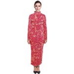 Chinese Hieroglyphs Patterns, Chinese Ornaments, Red Chinese Turtleneck Maxi Dress