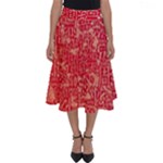 Chinese Hieroglyphs Patterns, Chinese Ornaments, Red Chinese Perfect Length Midi Skirt
