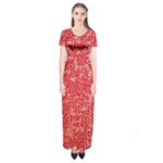 Chinese Hieroglyphs Patterns, Chinese Ornaments, Red Chinese Short Sleeve Maxi Dress