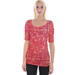 Chinese Hieroglyphs Patterns, Chinese Ornaments, Red Chinese Wide Neckline T-Shirt