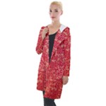 Chinese Hieroglyphs Patterns, Chinese Ornaments, Red Chinese Hooded Pocket Cardigan