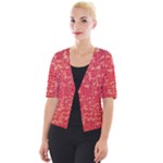 Chinese Hieroglyphs Patterns, Chinese Ornaments, Red Chinese Cropped Button Cardigan
