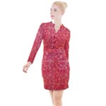 Chinese Hieroglyphs Patterns, Chinese Ornaments, Red Chinese Button Long Sleeve Dress