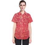 Chinese Hieroglyphs Patterns, Chinese Ornaments, Red Chinese Women s Short Sleeve Shirt