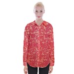 Chinese Hieroglyphs Patterns, Chinese Ornaments, Red Chinese Womens Long Sleeve Shirt