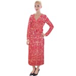 Chinese Hieroglyphs Patterns, Chinese Ornaments, Red Chinese Velvet Maxi Wrap Dress