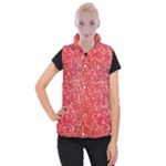 Chinese Hieroglyphs Patterns, Chinese Ornaments, Red Chinese Women s Button Up Vest