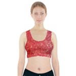 Chinese Hieroglyphs Patterns, Chinese Ornaments, Red Chinese Sports Bra With Pocket
