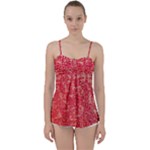 Chinese Hieroglyphs Patterns, Chinese Ornaments, Red Chinese Babydoll Tankini Top