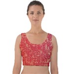 Chinese Hieroglyphs Patterns, Chinese Ornaments, Red Chinese Velvet Crop Top